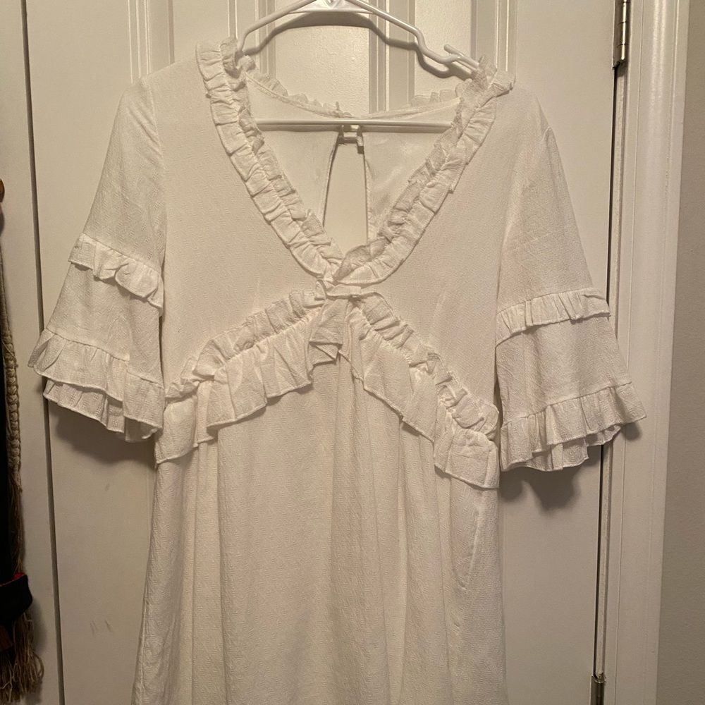 White Mini Dress with Back Cut Out